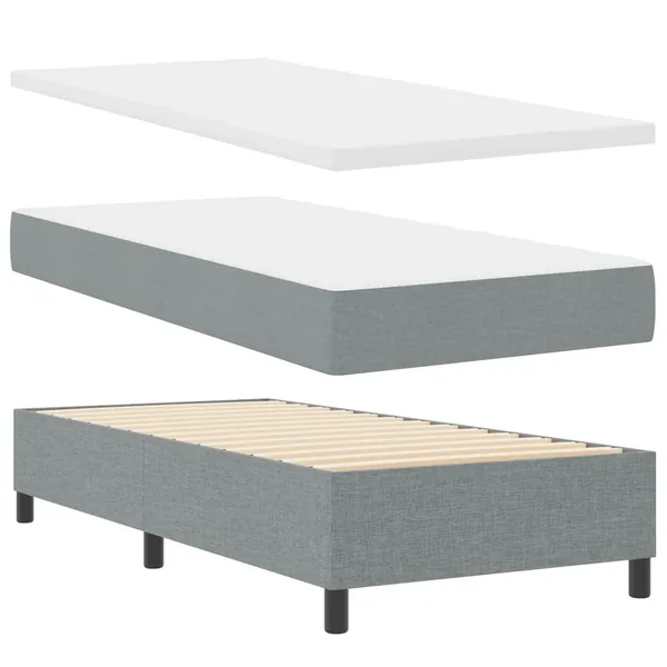 Lit à ressorts avec bandes LED Gris clair 80 x 200 cm tissu