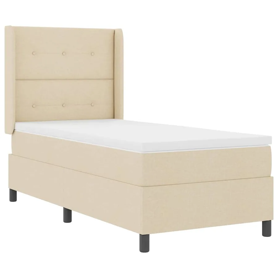 Lit à ressorts avec coussin Crème 200 x 80 cm tissu - 4