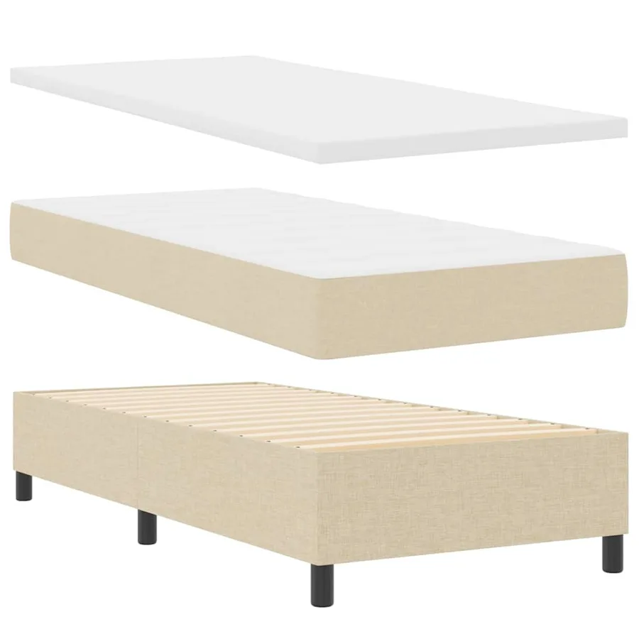 Lit à ressorts avec coussin Crème 200 x 80 cm tissu - 5