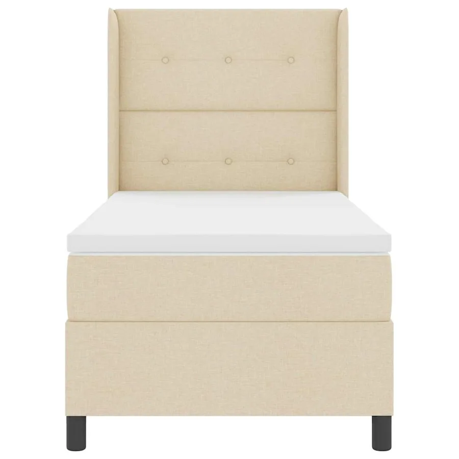 Lit à ressorts avec coussin Crème 200 x 80 cm tissu - 7