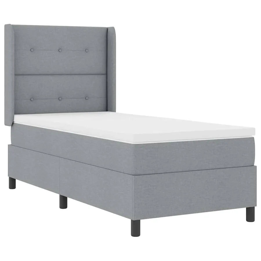 Lit à ressorts avec coussin Gris clair 200 x 80 cm tissu - 4