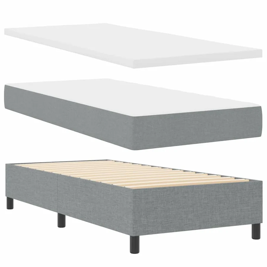 Lit à ressorts avec coussin Gris clair 200 x 80 cm tissu - 5
