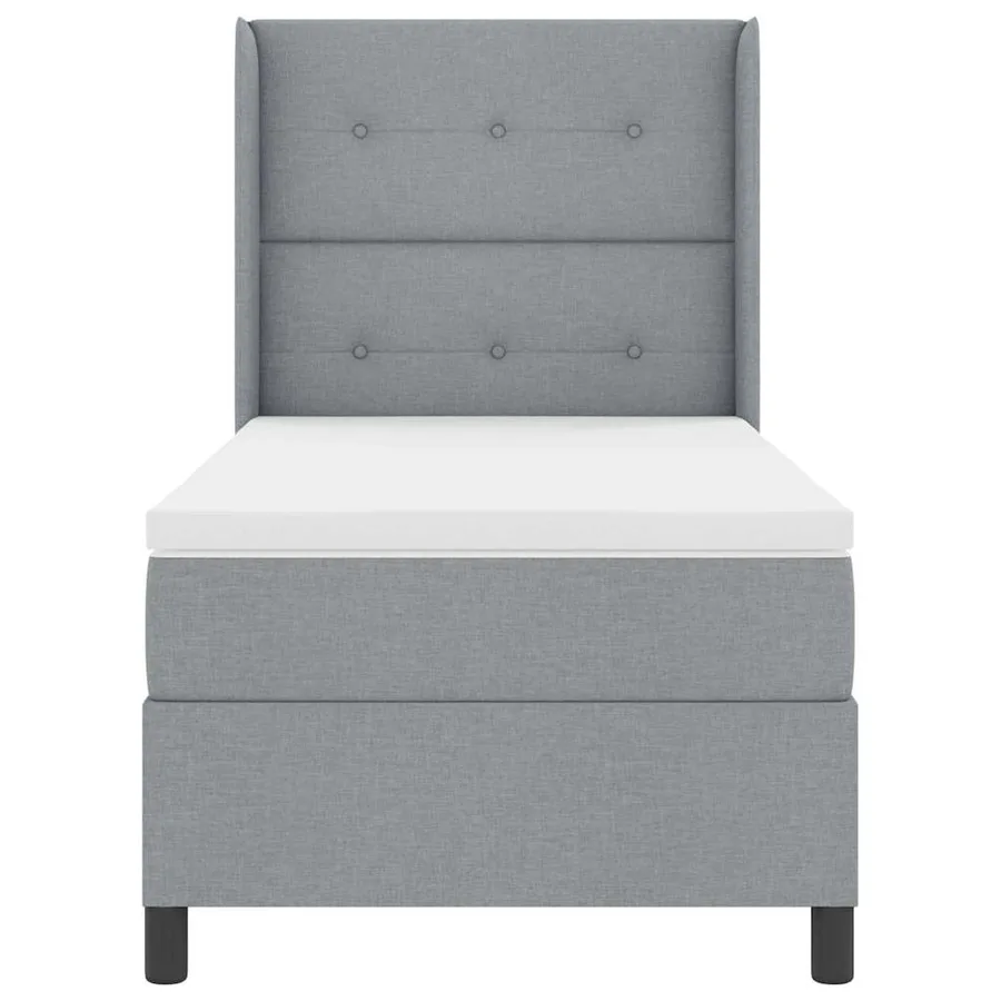 Lit à ressorts avec coussin Gris clair 200 x 80 cm tissu - 7