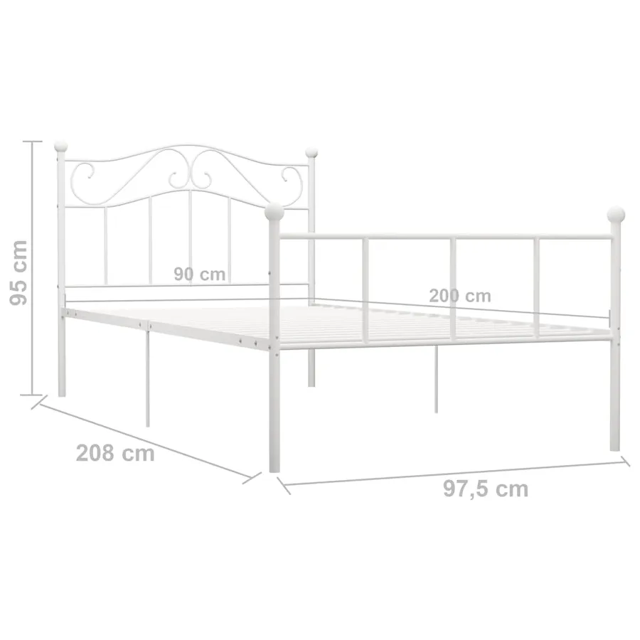 Cadre de lit sans matelas blanc métal 90x200 cm - 6