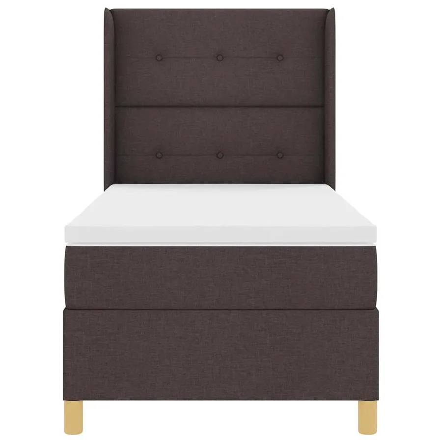 Lit à ressorts avec tête de lit Marron foncé 80 x 200 cm tissu - 7