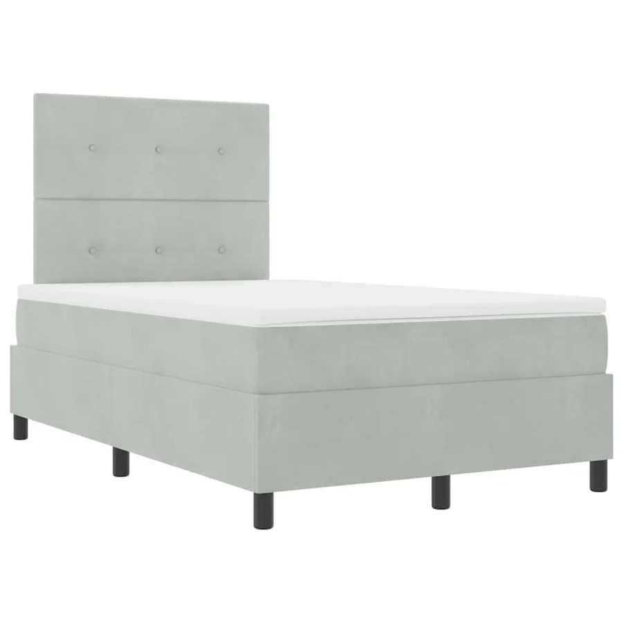 Lit à ressort LED Gris clair 120 x 190 cm Velours - 6