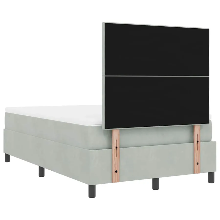Lit à ressort LED Gris clair 120 x 190 cm Velours - 8