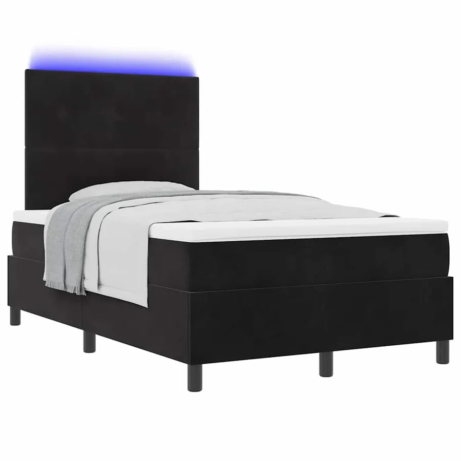 Lit à ressort LED avec tête de lit Noir 120 x 190 cm Velours - 3
