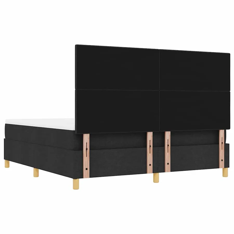 Lit à ressorts avec tête de lit Noir 200 x 180 cm tissu - 8