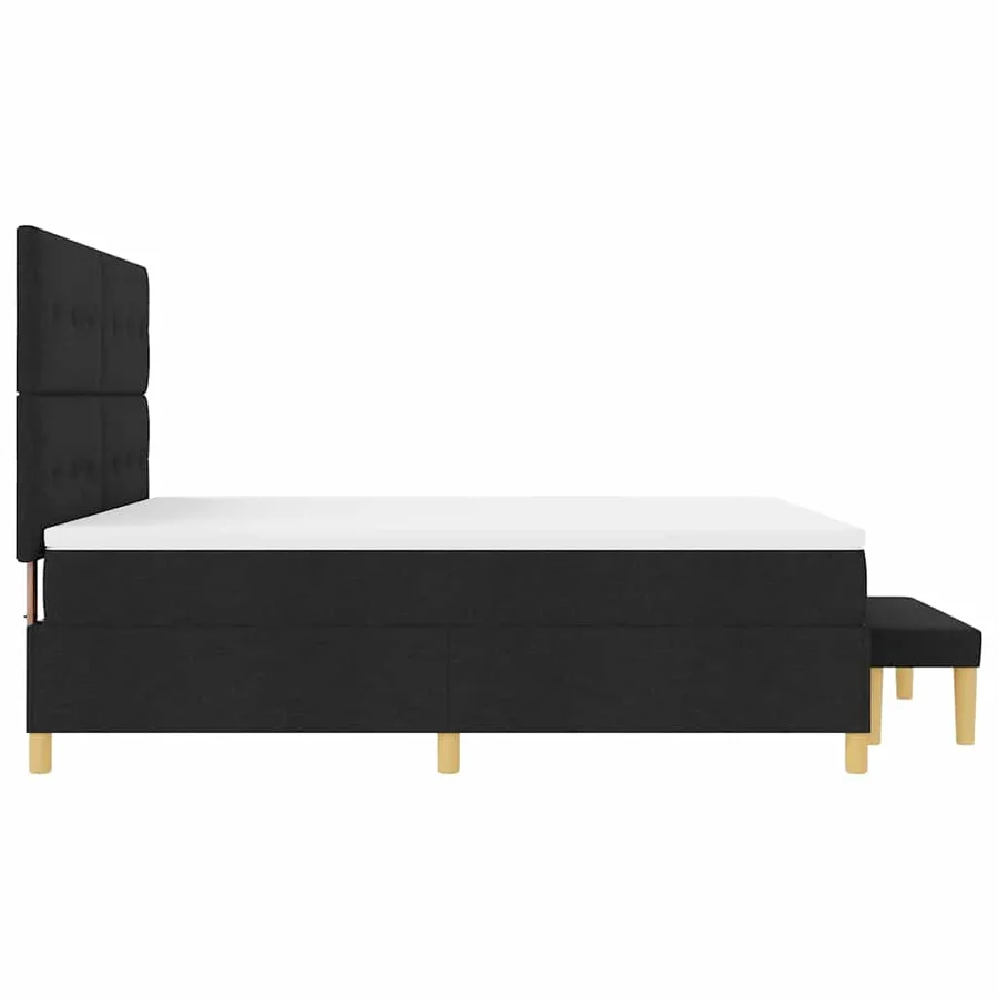 Lit à ressorts avec tête de lit Noir 200 x 180 cm tissu - 9
