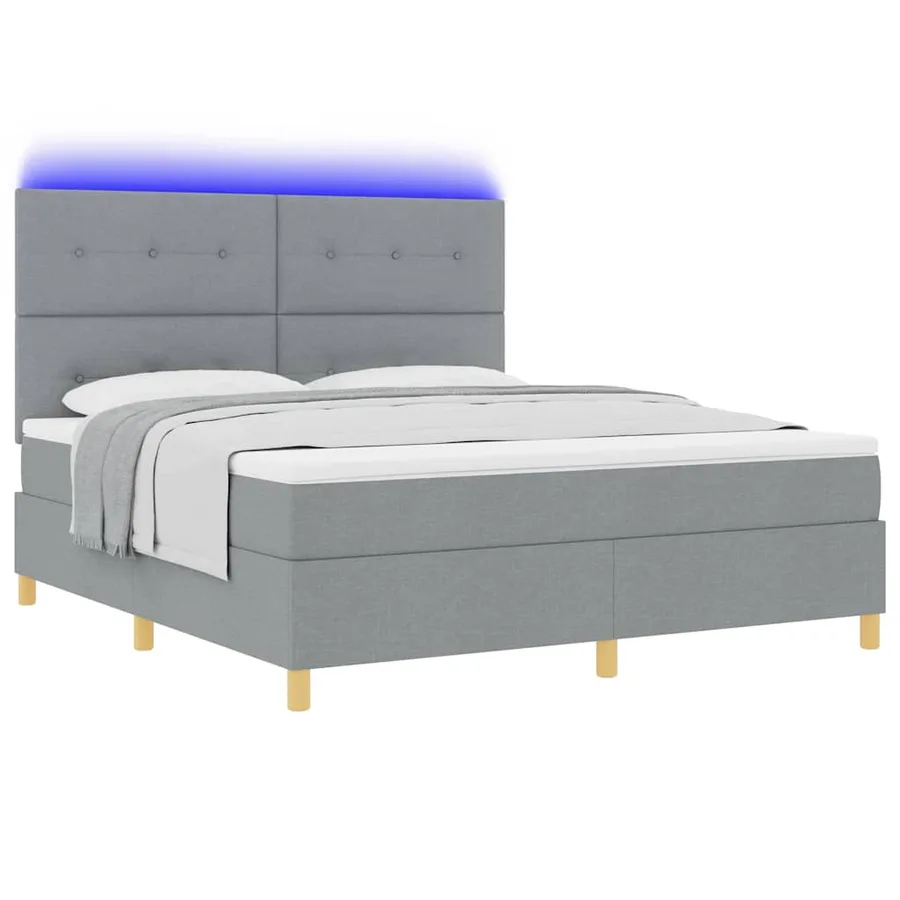 Lit à ressort LED Gris clair 180 x 200 cm tissu - 3