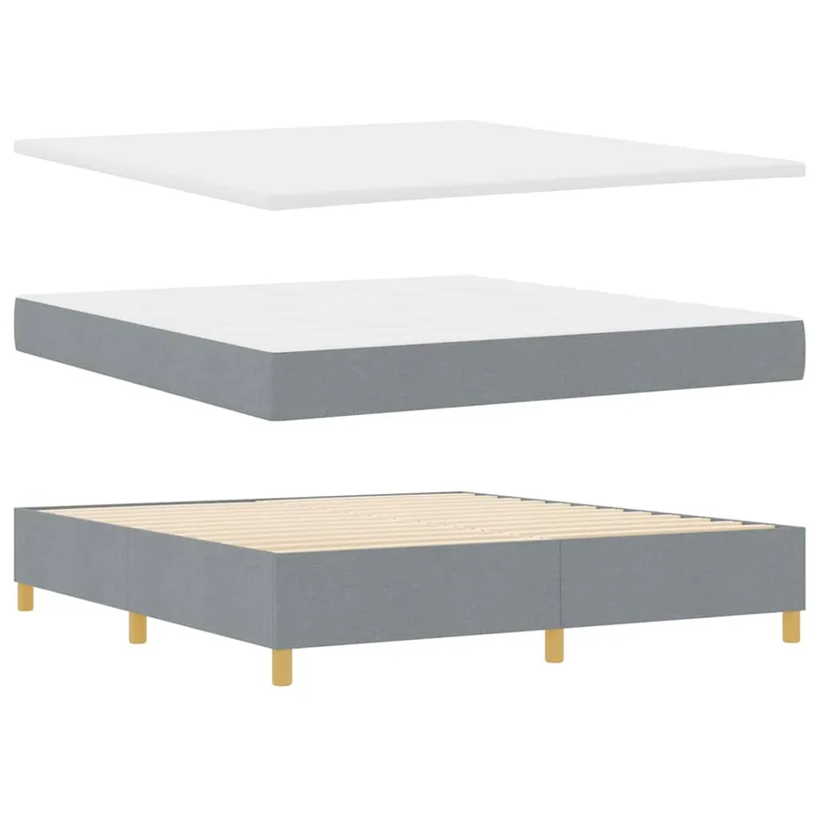 Lit à ressort LED Gris clair 180 x 200 cm tissu - 7