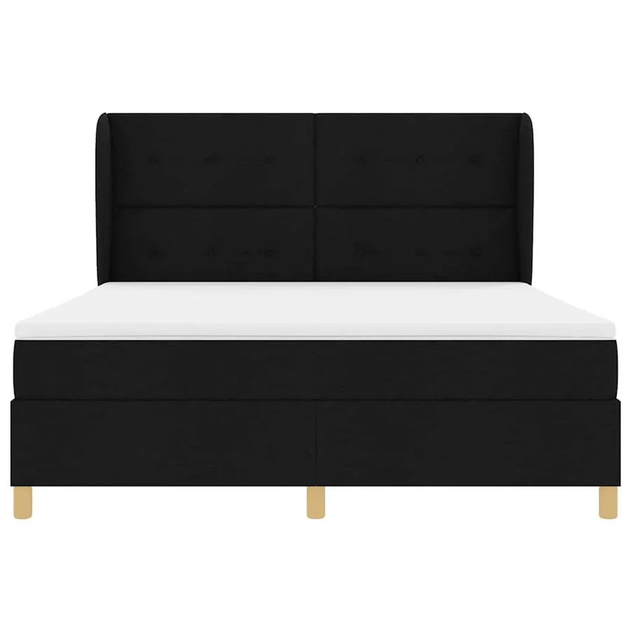 Lit à ressorts avec tête de lit Noir 200 x 180 cm tissu - 7