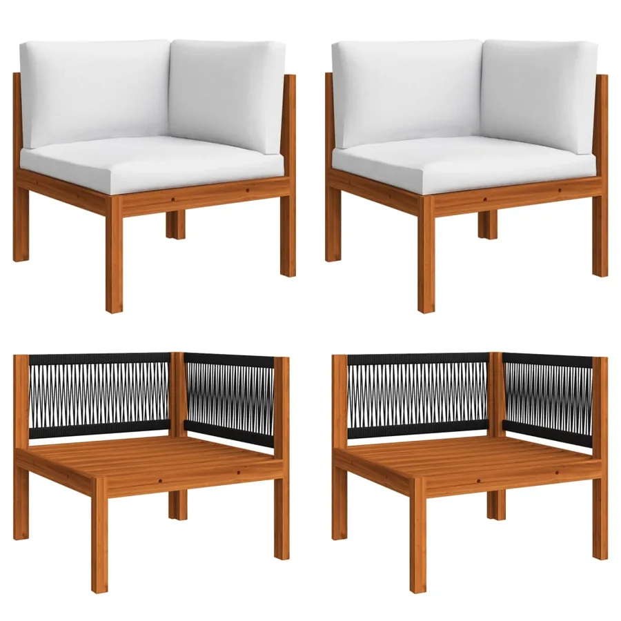 Salon de jardin 6 pièces avec coussins Crème 63 x 63 cm - 3