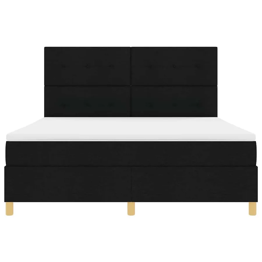 Lit à ressorts avec tête de lit Noir 180 x 200 cm tissu - 7