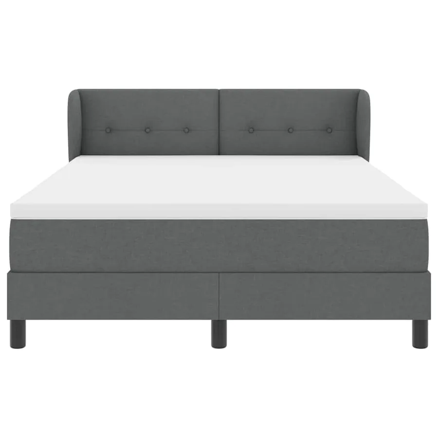 Lit à ressorts avec tête de lit Gris foncé 140 x 190 cm tissu - 7
