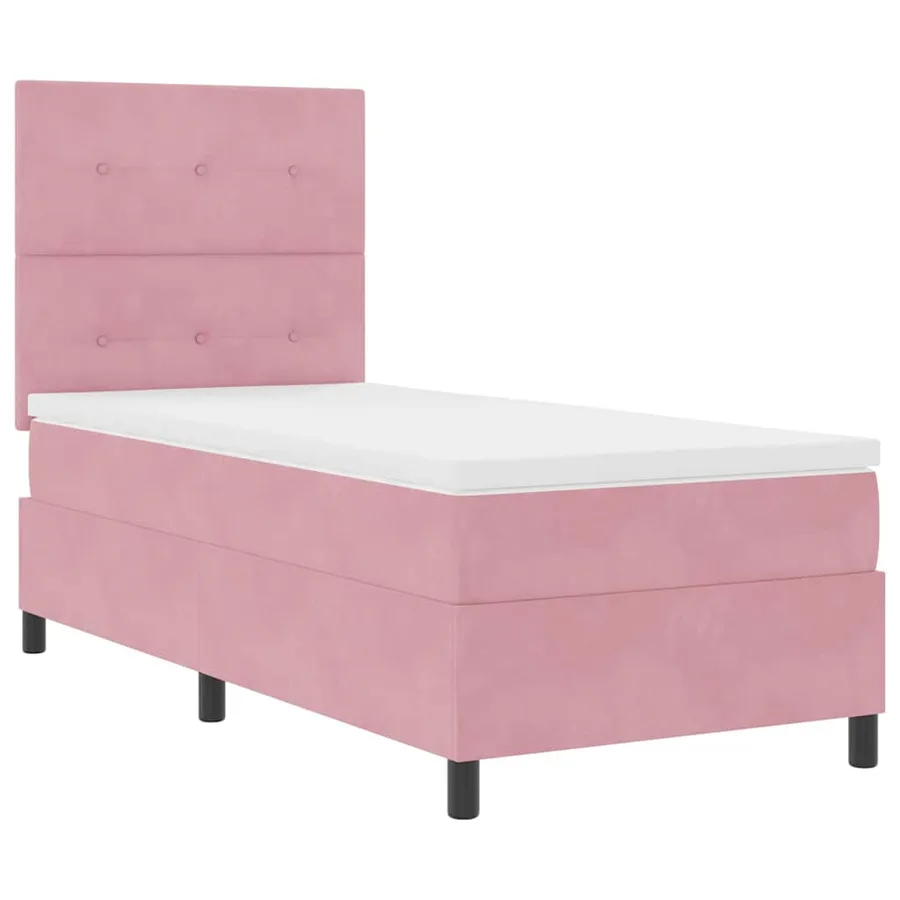 Lit à ressort LED avec tête de lit Rose 90 x 190 cm Velours - 6