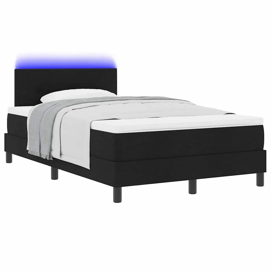 Lit à ressorts avec bandes LED Noir 120 x 190 cm tissu - 3