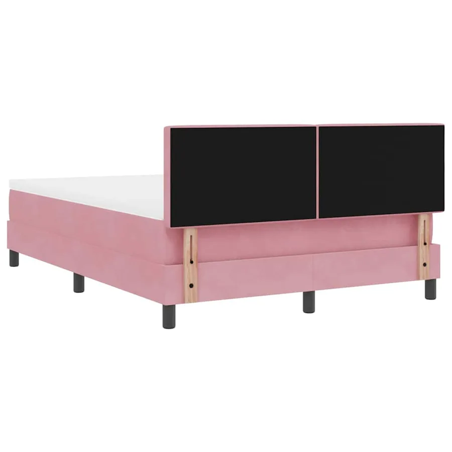 Lit à ressort LED avec bandes LED Rose 140 x 190 cm Velours - 8