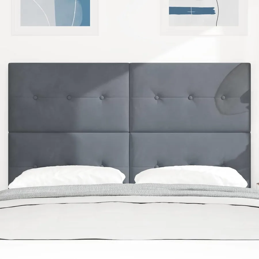 Tête de lit Gris foncé 144 cm Velours - 3