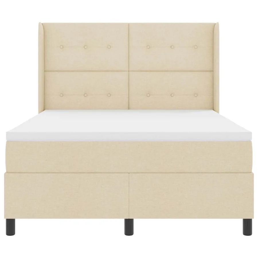 Lit à ressorts avec coussin Crème 200 x 140 cm tissu - 7