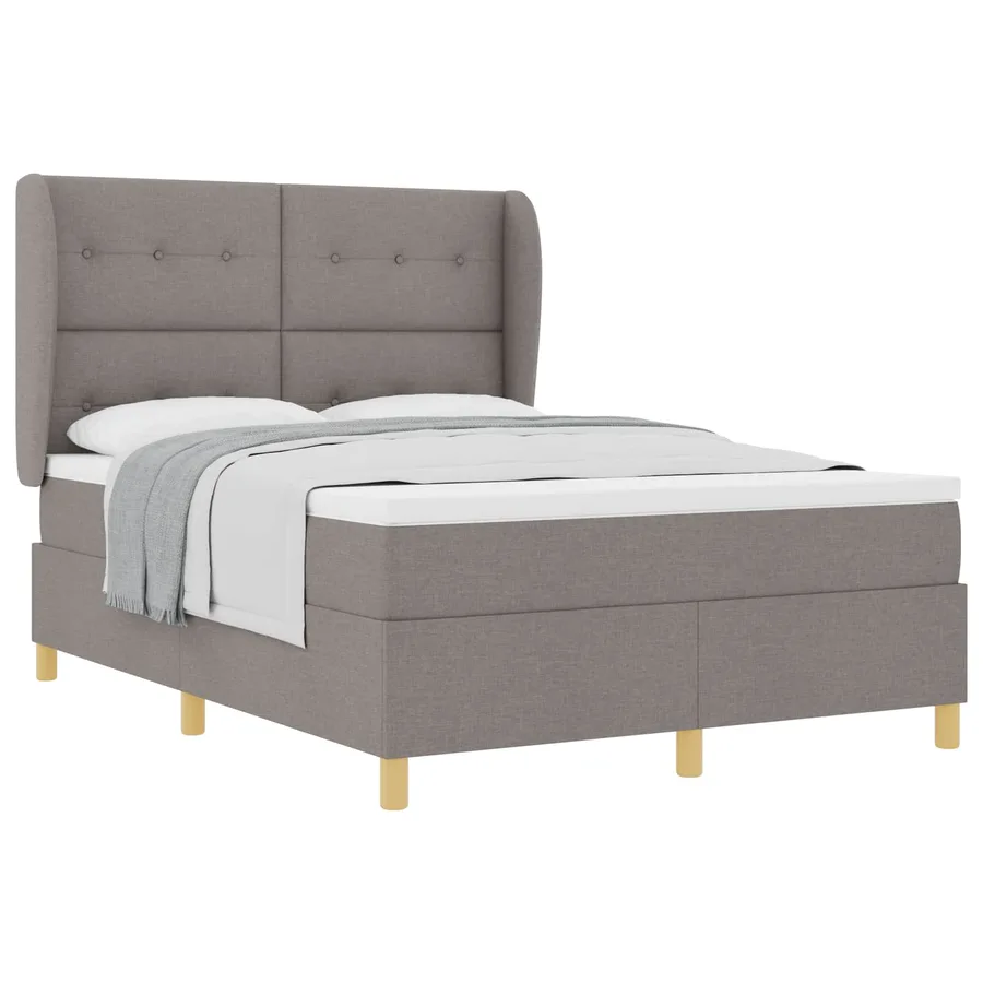 Lit à ressorts avec tête de lit Taupe 200 x 140 cm tissu - 2