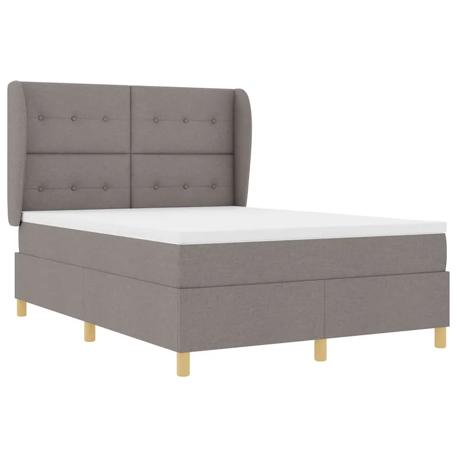 Lit à ressorts avec tête de lit Taupe 200 x 140 cm tissu - 5