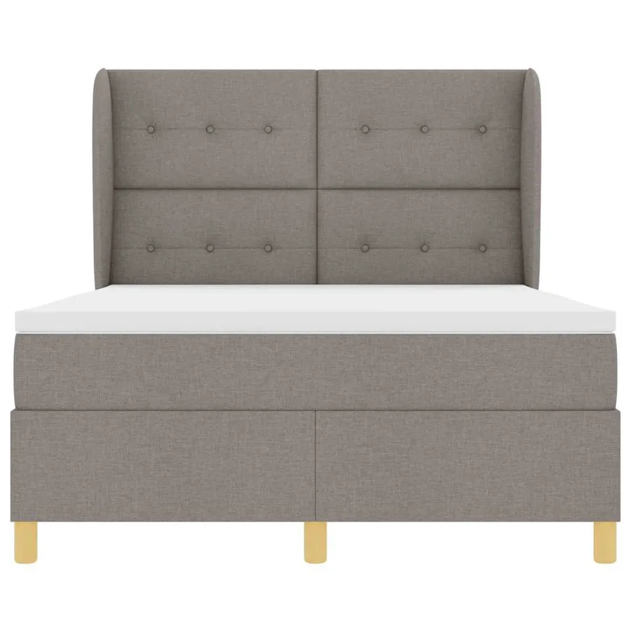 Lit à ressorts avec tête de lit Taupe 200 x 140 cm tissu - 7
