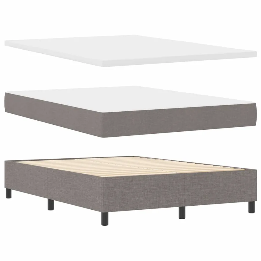Lit à ressorts avec tête de lit Taupe 140 x 200 cm tissu - 6