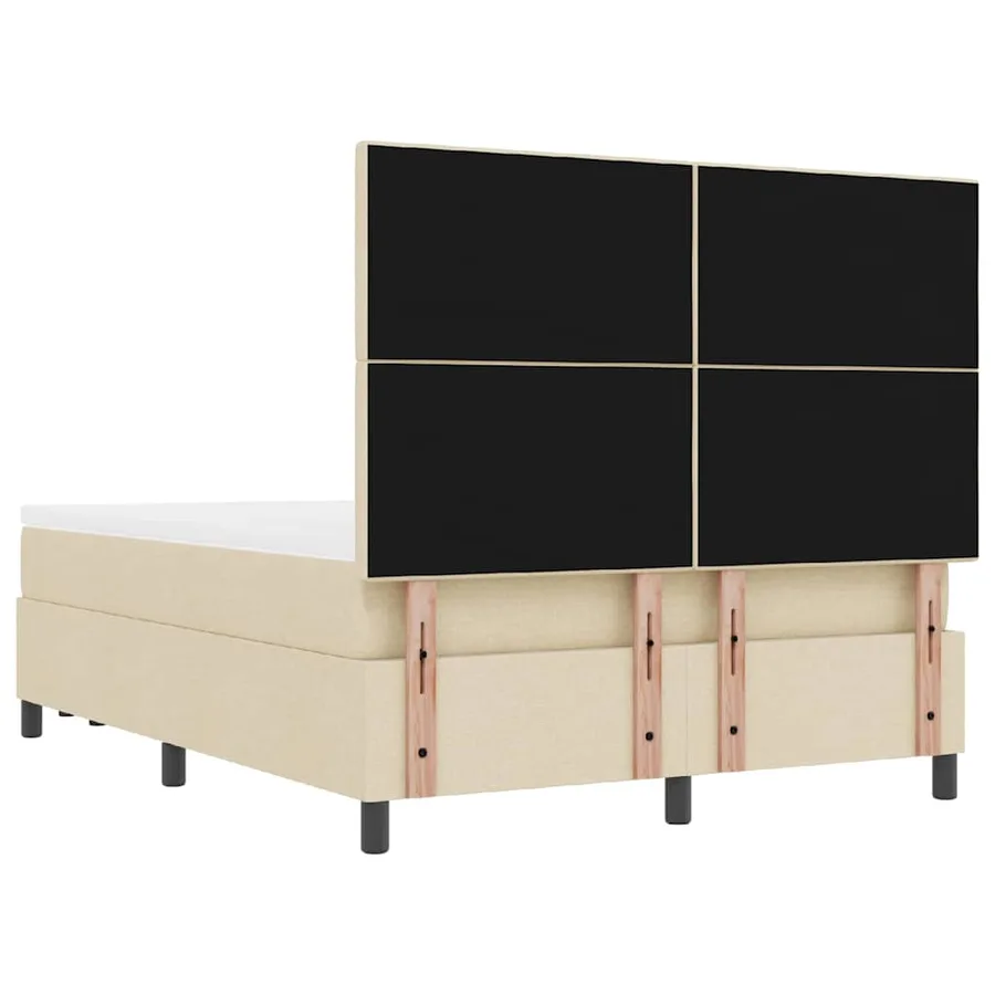 Lit à ressorts avec tête de lit Crème 140 x 200 cm tissu - 10