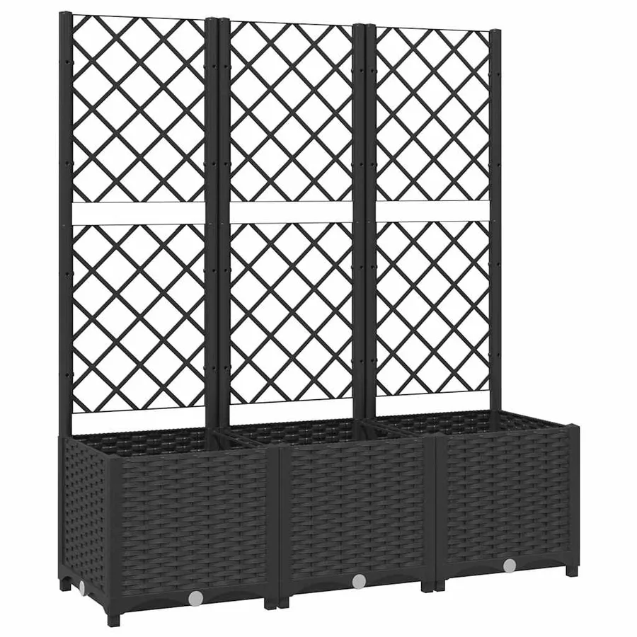 Garden planter with trellis Black 120 x 40 x 136 cm PP - 2