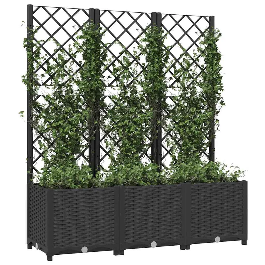 Garden planter with trellis Black 120 x 40 x 136 cm PP - 3