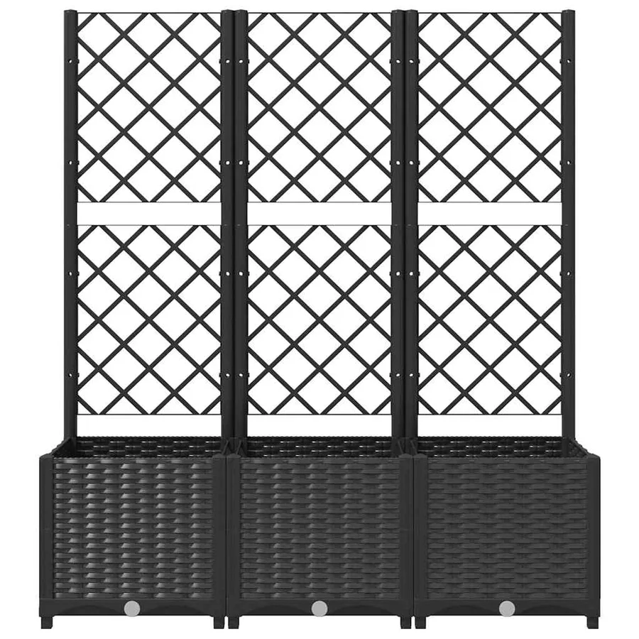Jardinière de jardin avec treillis Noir 120 x 40 x 136 cm PP - 5