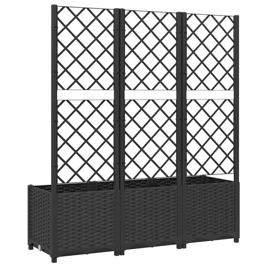 Jardinière de jardin avec treillis Noir 120 x 40 x 136 cm PP - 6