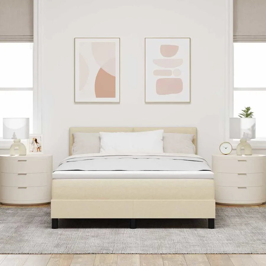 Lit à ressorts avec bandes LED Crème 140 x 200 cm tissu - 4