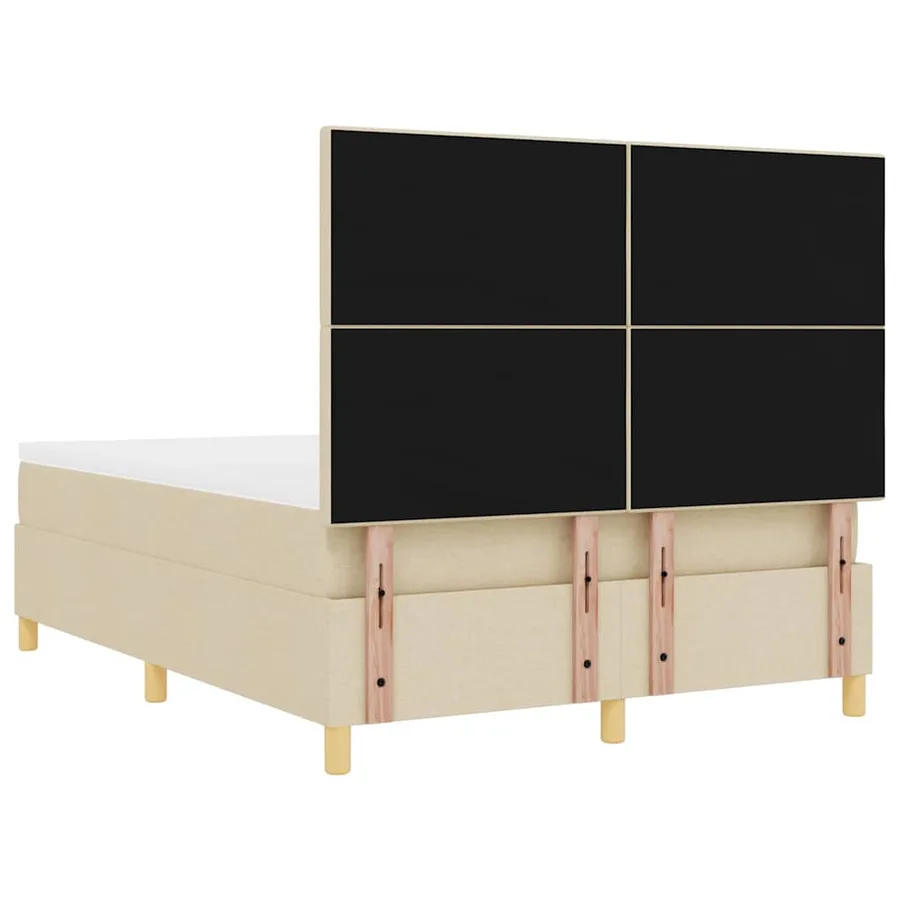 Lit à ressort LED avec tête de lit Crème 140 x 190 cm tissu - 8