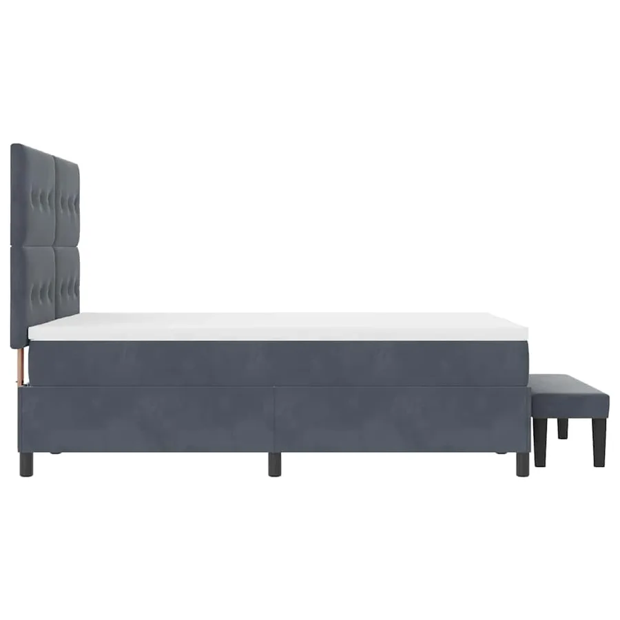 Lit à ressorts avec tête de lit Gris foncé 190 x 140 cm Velours - 9