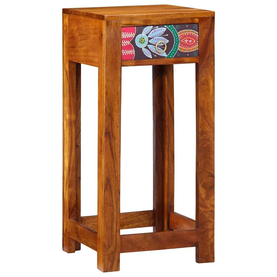 Table d'appoint florale avec tiroir Marron 35 x 35 x 75 cm