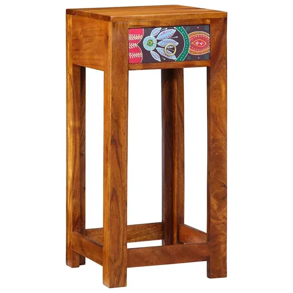 Table d'appoint florale avec tiroir Marron 35 x 35 x 75 cm