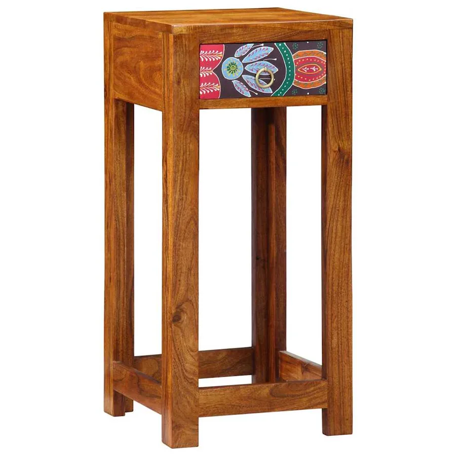 Table d'appoint florale avec tiroir Marron 35 x 35 x 75 cm - 3