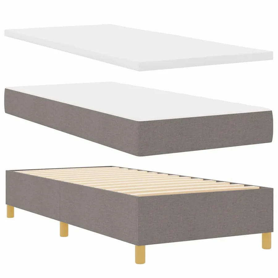 Lit à ressorts avec matelas Taupe 90 x 200 cm tissu - 5