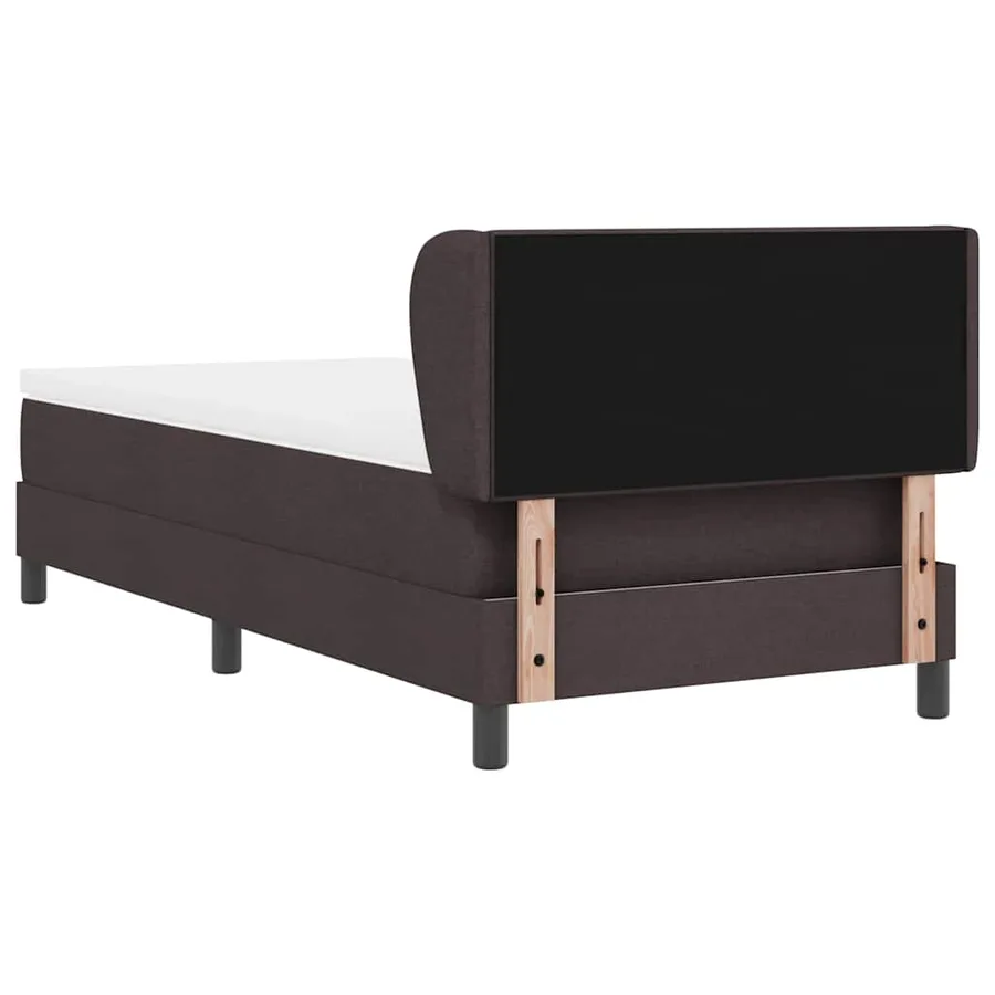 Lit à ressorts avec tête de lit Marron foncé 100 x 200 cm tissu - 9