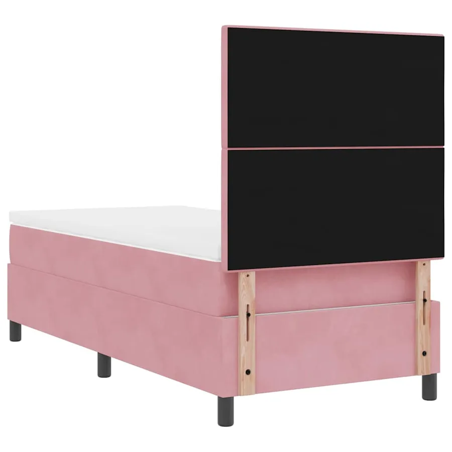 Lit à ressort LED avec tête de lit Rose 90 x 200 cm Velours - 10