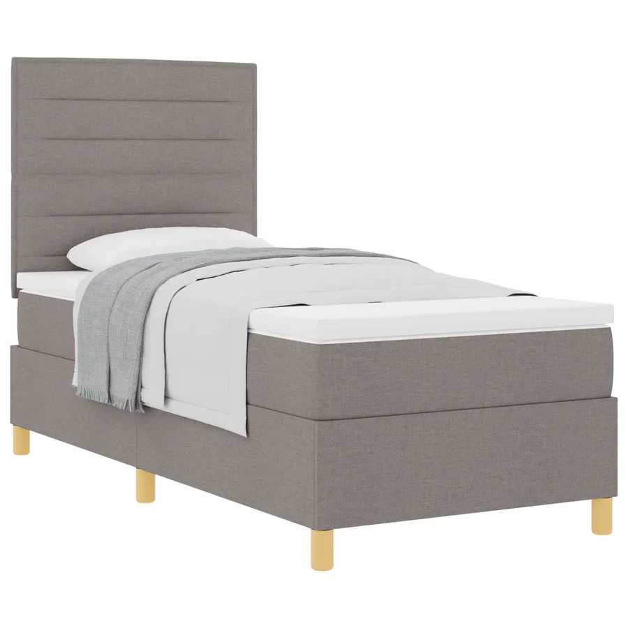 Lit à ressorts avec matelas Taupe 90 x 200 cm tissu - 2