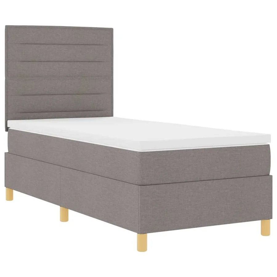 Lit à ressorts avec matelas Taupe 90 x 200 cm tissu - 5
