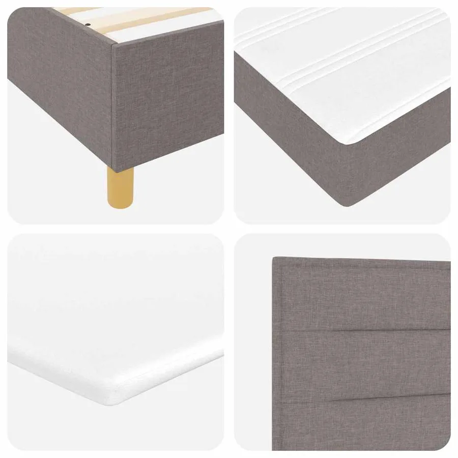 Lit à ressorts avec matelas Taupe 200 x 90 cm tissu - 10