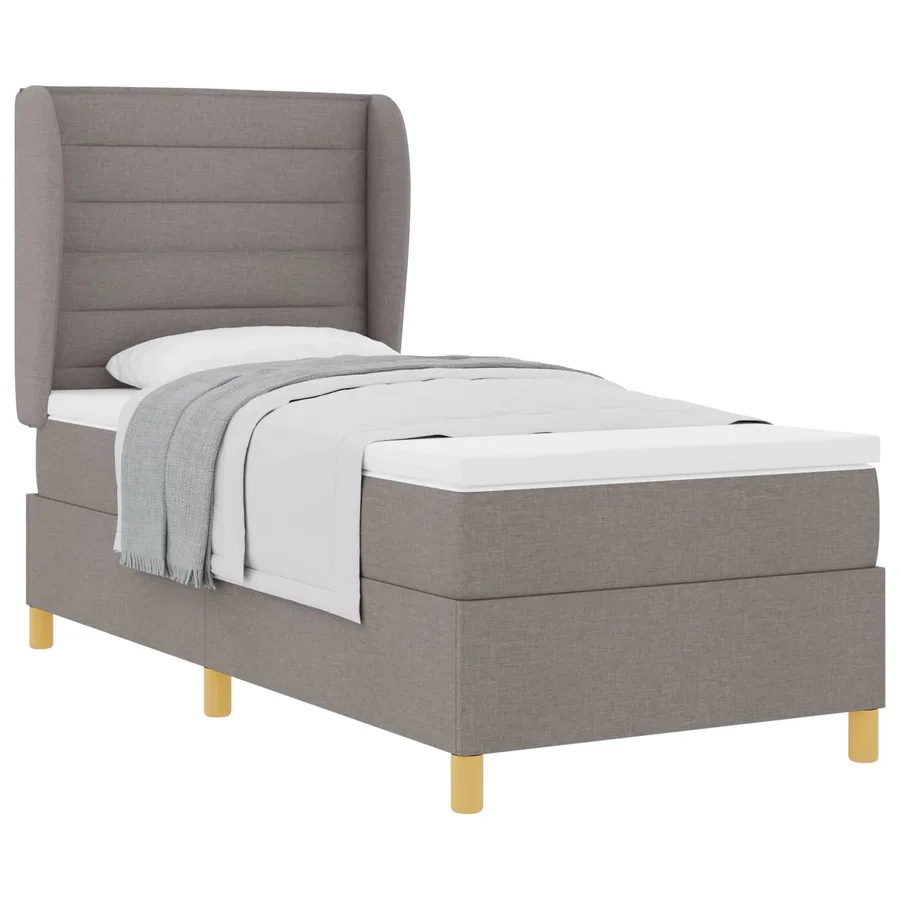 Lit à ressorts avec matelas Taupe 200 x 90 cm tissu - 2