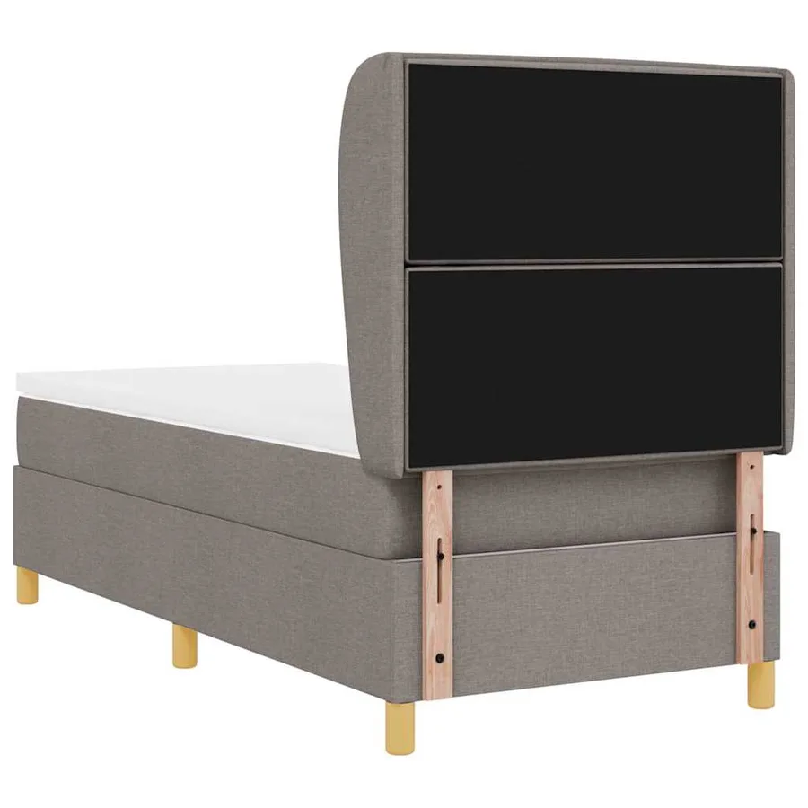 Lit à ressorts avec matelas Taupe 200 x 90 cm tissu - 9