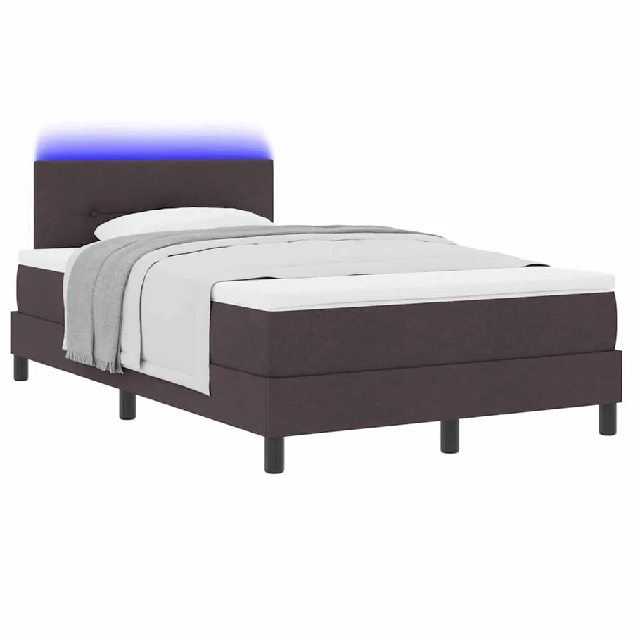 Lit à ressorts avec bandes LED Marron foncé 120 x 200 cm tissu - 3
