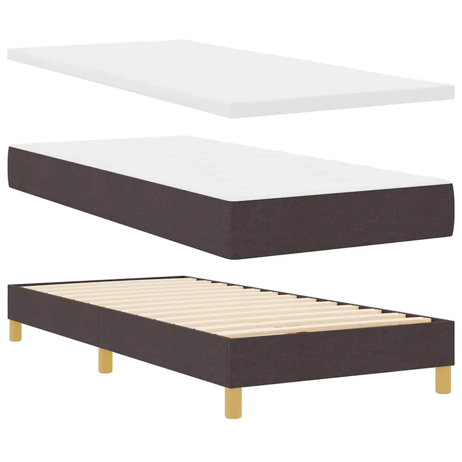 Lit à ressorts avec tête de lit Marron foncé 200 x 100 cm tissu - 4